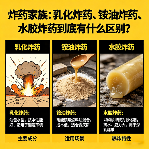 拉孜炸药家族：乳化炸药、铵油炸药、水胶炸药到底有什么区别？